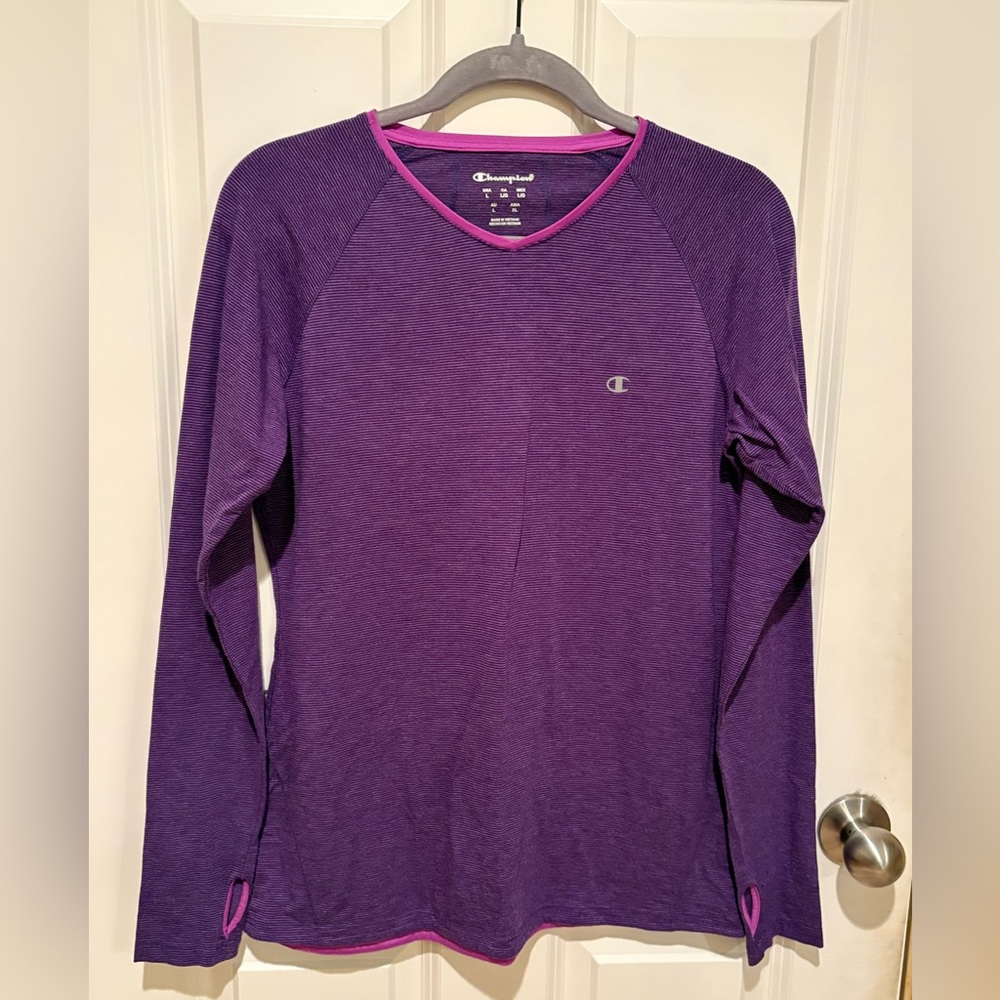 Champion Purple Long Sleeve Tee with Pink Trim